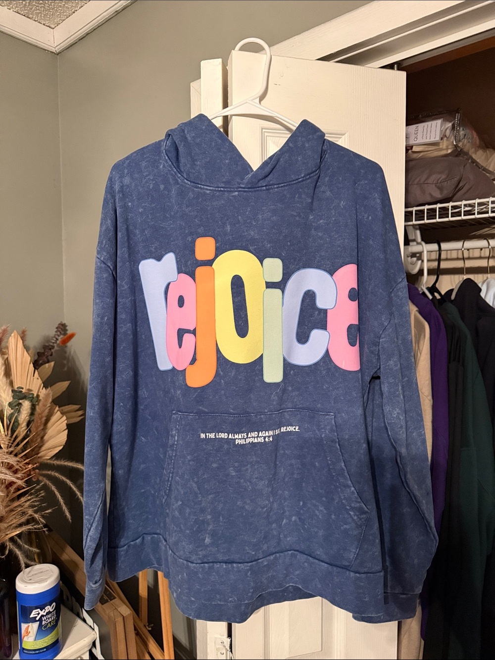Rejoice Graphic Hooded Sweatshirt - Navy